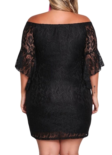 

Платье кружева плюс размер с плечом Bodycon Mini Dress Oversize Party Clubwear