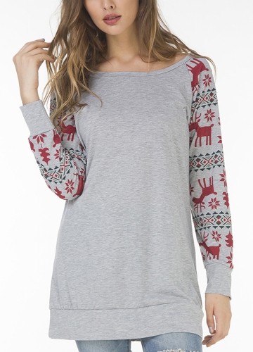 

Fashion Women Christmas Stripe Print T-Shirt