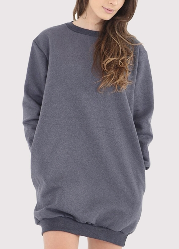 

Мода Женщины Обычная Сумка длинная O Шея Карманы Jumper Длинная Толстовка