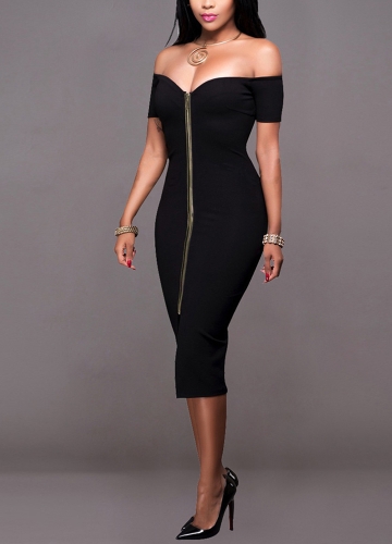 

Сексуальные женщины твердые с плеча Bodycon Midi платье