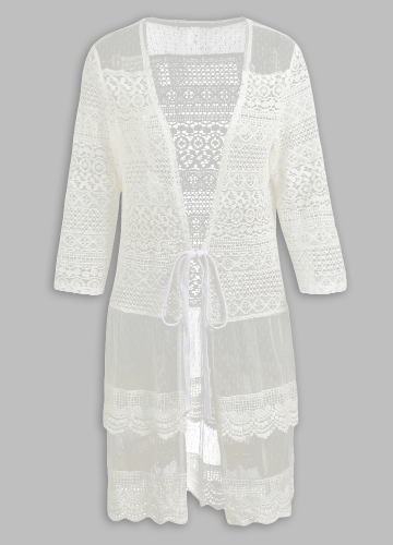 

Женщины Boho Lace Long Cover Up Вязание крючком кардигана