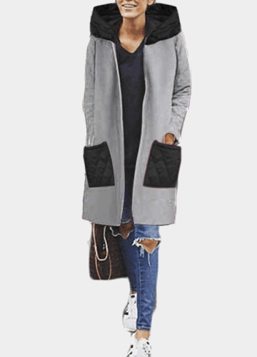 

Women Long Hoodie Sweatshirt Coat Pockets Zip Up Outerwear