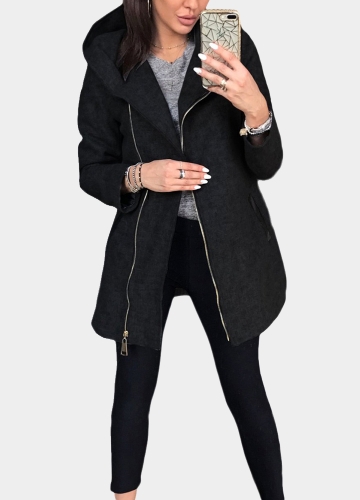 

Women Casual Zip Up Hoodie Long Sleeves Pockets Sweatshirt Coat