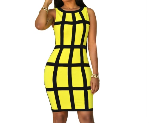

Sexy Women Dress Stripe O Neck Sleeveless Clubwear Slim Sundress