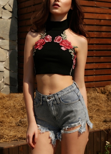 

Сексуальная задняя вырезка Camis Halter Вышивка