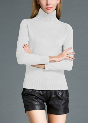 

Women Winter Sweater Knitwear Turtle Neck Ribbed Knitted Pullover Tops