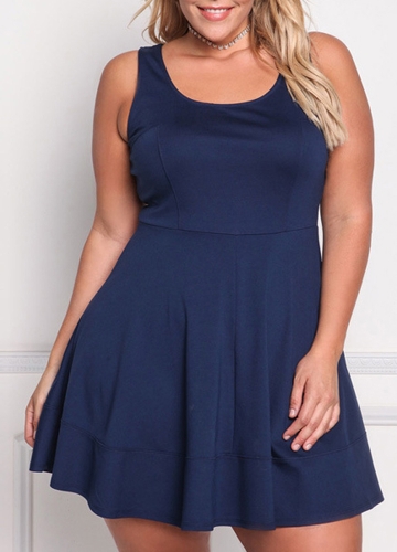

Fashion Summer Sleeveless Solid Casual Women's Plus Size Dress