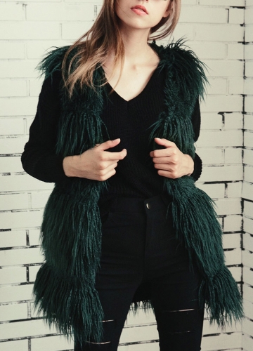 

Fluffy Faux Fur Autumn Winter Sleeveless Soft Women's Outerwear