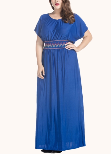 

Women Plus Size Batwing Short Sleeves Long Dress