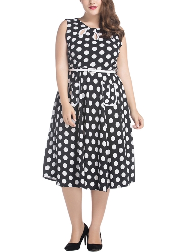 

Women Plus Size Polka Dot A-Line Retro Dress