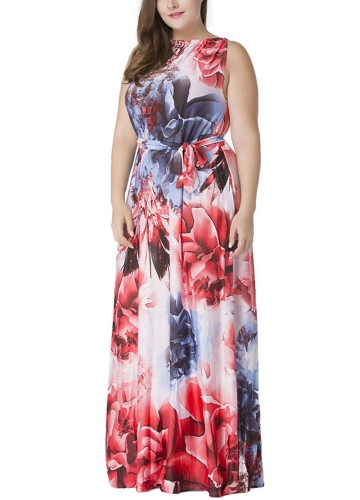 Fashion Plus Size Boho Floral Print Maxi Dress