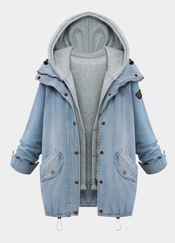 

Fashion Women Denim Oversized Two Piece Set Light Blue