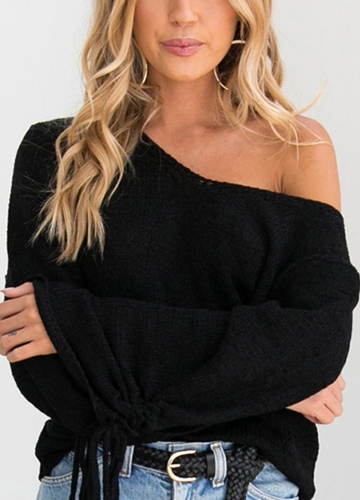 

Women Sexy Cold Shoulder Knitted Sweater