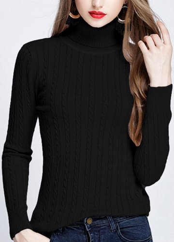 

Fashion Women Twisted Turtleneck Long Sleeve Knitted Sweater