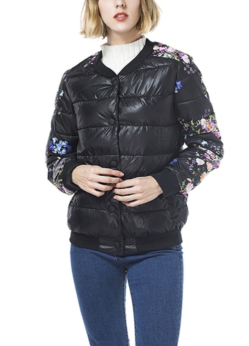

Зимние женские цветочные печати Quilted длинным рукавом хлопчатобумажные мягкие куртки пальто