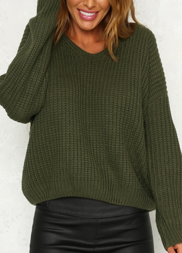 

Без спинки вязания пуловер кружева вверх Loose Sweater