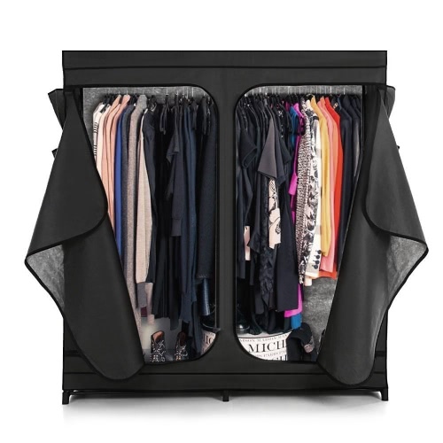 IKayaa Classic Double Zip Up Stoff Schrank Großer Kleidung Organizer