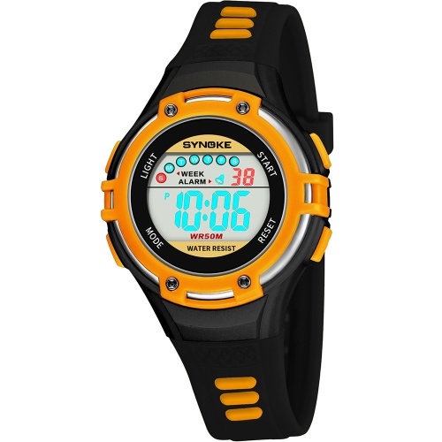 

SYNOKE 9728 Дети Смотреть спортивные часы Светящаяся тревога Цифровые водонепроницаемые наручные часы kid Watch