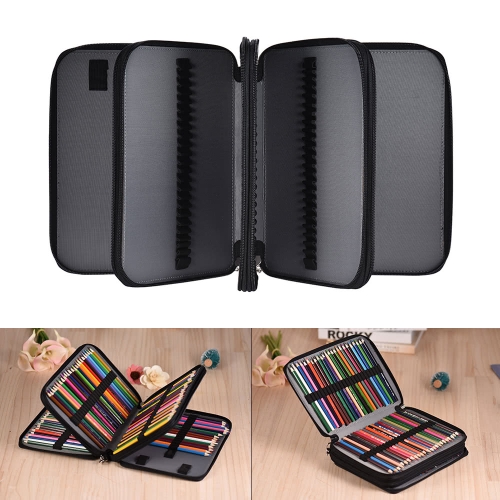 180 Slots Color Bleistift Case Extra-Large Capacity Tasche PU Leder Reißverschluss Portable mit Griff Armband