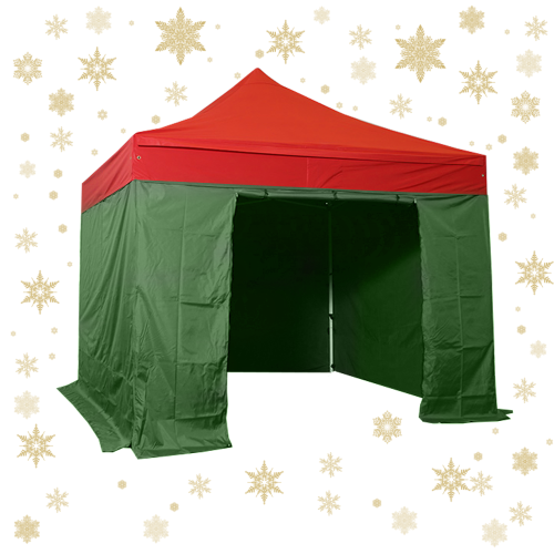 Tente pliante 3x3m pack complet bicolore Vert/Rouge structure Alu 40mm bâche polyester pelliculé PVC 300g/m² - Edition de Noël