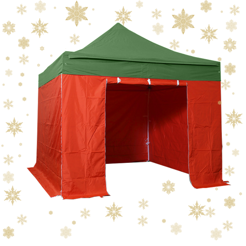 Tente pliante 3x3m pack complet bicolore Vert/Rouge structure Alu 40mm bâche polyester pelliculé PVC 300g/m² - Edition de Noël