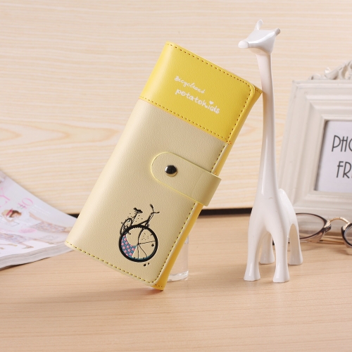 

New Fashion Women Wallet PU Leather Bike Letter Print Bi-Fold Press Stud Closure Elegant Purse