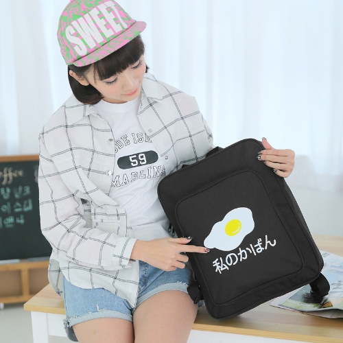 New Fashion Men Women Backpack Egg Print Zipper Pocket Unisex School Bag Student Backpack Black/Red/Blue
