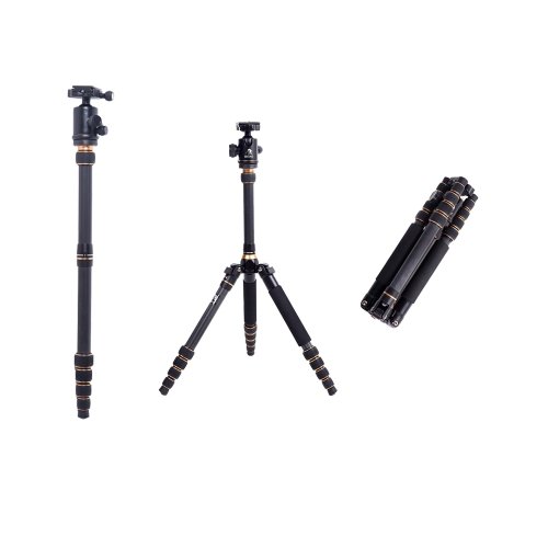 BEIKE BK-777C Carbon Fiber Tripod Monopod Ball Head for SLR Camera Travel Folded Changeable