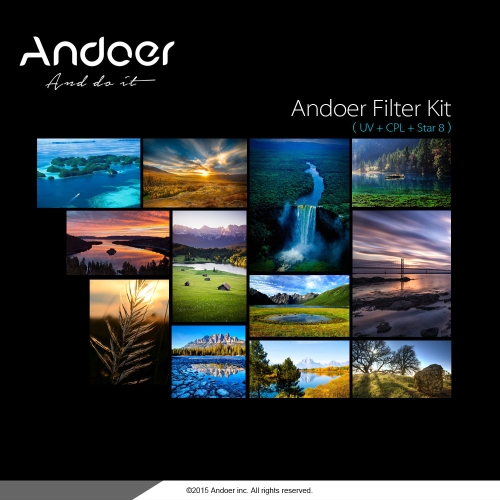 Andoer Ensemble de Filtre 52mm UV + CPL + Etiole 8-Point Filtre Avec Sec de Transport pour Objectif de la Caméra de Canon Nikon Sony DSLR