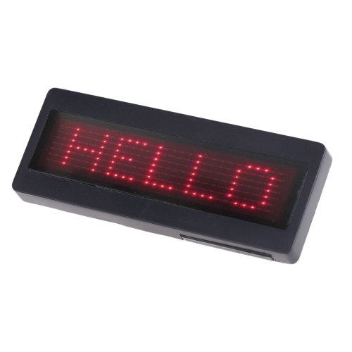 Programmable Red LED Scrolling Name Badge Sign Business Card Tag Moving Message Display