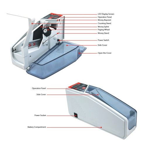 

Portable Mini Handy Money Currency Counter Cash Bill Counting Machine AC100-240V Financial Equipment
