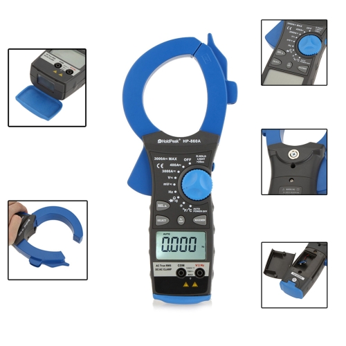 

HoldPeak HP-860A 3000A Ture RMS Dual Display Clamp Meter AC/DC Voltage Current Resistance Frequency Temperature Mulitimeter