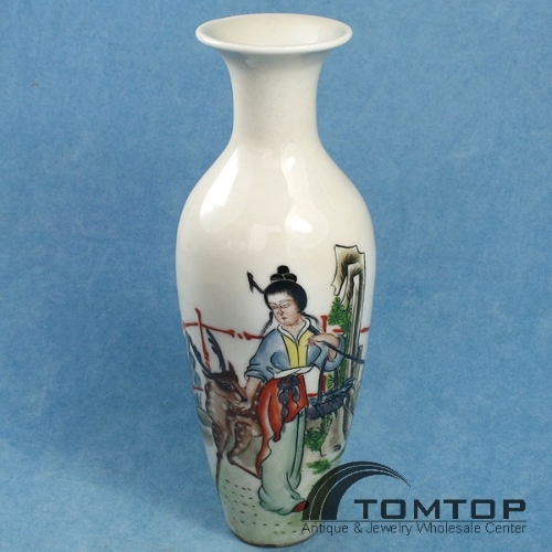 CHINA COLLECTION DRAWING PORCELAIN VASE LADY TOM466*