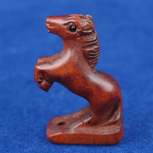Hand Carved Boxwood Ojime Bead Galloping Horse