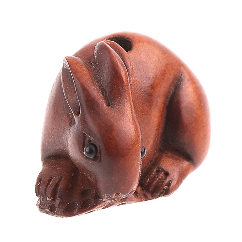 Handmade Boxwood Ojime Bead Lovely Rabbit