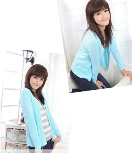 Frauen Perle Button V Neck Knitted Sweater Cardigan