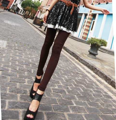 

New Fashion Candy Color Women Lady Leggings Stretchy Tights Pants Coffee