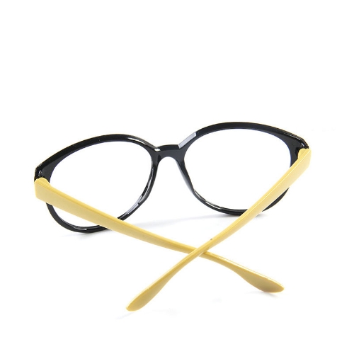 

Fashion Unisex Women Men Glasses Frame No Lens Eyeglasses Eyewear Nerd Black + Yellow