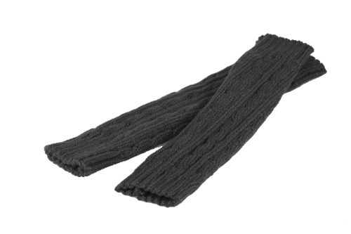 Mode le hiver hommes femmes gants mitaine bras Fingerless tricot chaud longtemps unisexe, gris foncé