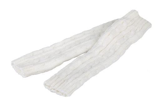 Mode hiver hommes femmes gants mitaine bras Fingerless tricot chaud longtemps unisexe blanc