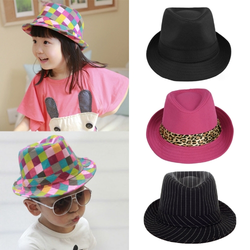 

New Fashion Boy Girl Jazz Hat Topper Cool Fedora Curly Brim Baby Kids Cap Unisex