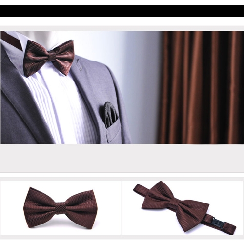 

Fashion Men's Tuxedo Bowtie Solid Color Neckwear Adjustable Wedding Party Bow Tie Necktie Pre-Tied Brown
