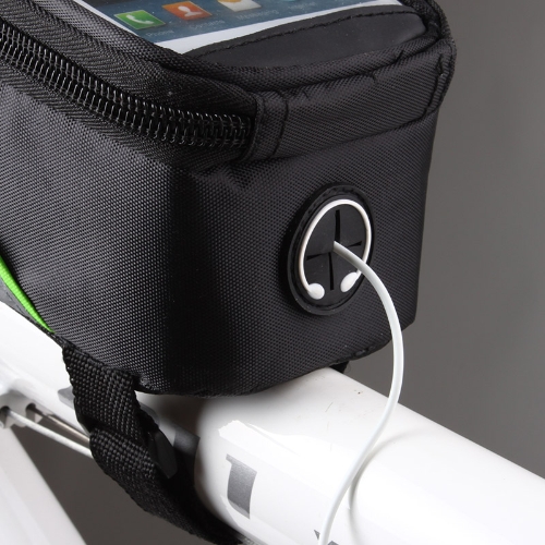 

Roswheel Bike Bicycle Frame Front Tube Bag Transparent PVC with Audio Extension Line for 5.5“ Cellphone Green
