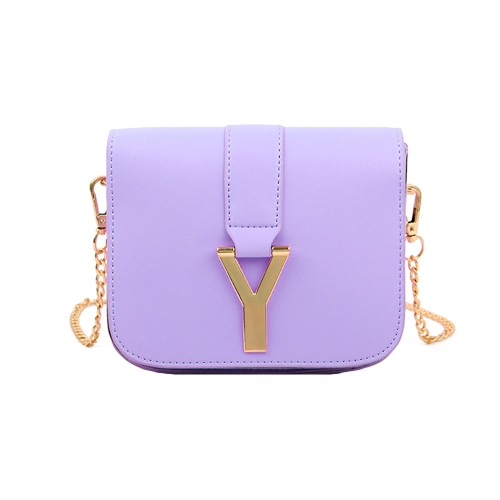 Nouvelle chaîne de femmes mode sac PU cuir couleur Candy Mini bandoulière sac bandoulière mauve