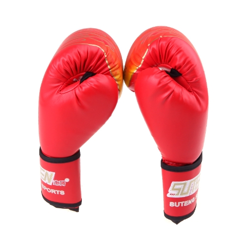 PU Leather MMA Professional Flame Muay Thai Training Punching Sparring Boxing Gloves Red