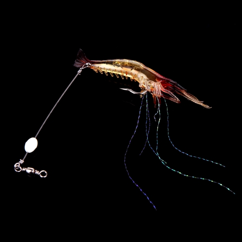 18cm 8g Artificial pesca Señuelos camarón biónico suave cebo pesca con gancho noctilucentes luminosa noche resplandor del grano rojo