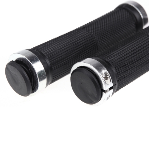 

Pair Mountain Bike MTB BMX Bicycle Cycling Double Lock Handlebar Grips Silver