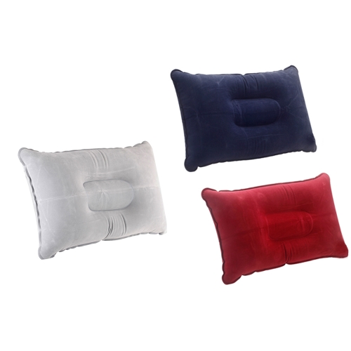 

Double Sided Flocking Inflatable Pillow Suede Fabric Cushion Camping Travel Outdoor Office Plane Hotel Portable Folding Dark Blue