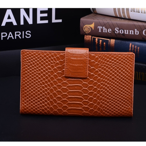 Fashion Women Genuine Leather Purse Crocodile Pattern Candy Color Clutch Bag Wallet Brown