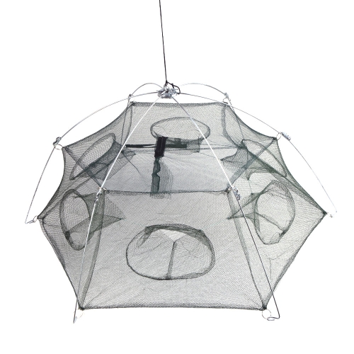 

6 Side 6 Holes 100 * 100cm Large Foldable Fishing Net Trap Shrimp Cage
